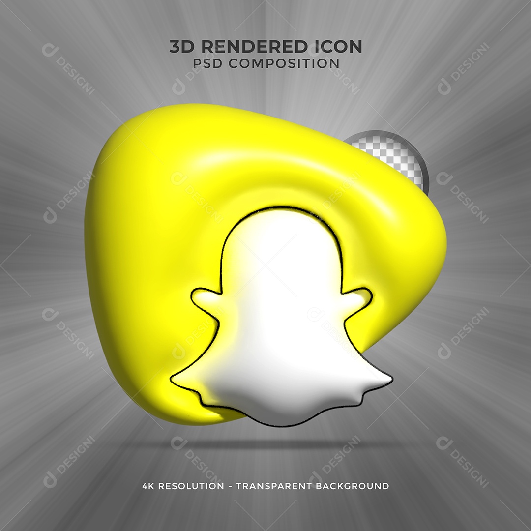 Snapchat Elemento 3D Amarelo Para Composição PSD