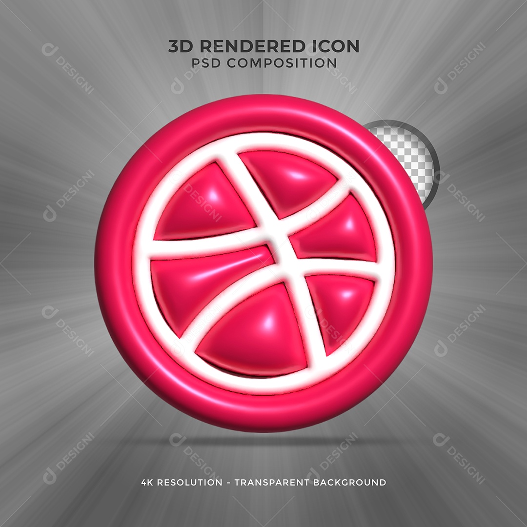 Dribbble 3D Ícone Rosa Elemento Para Composição PSD