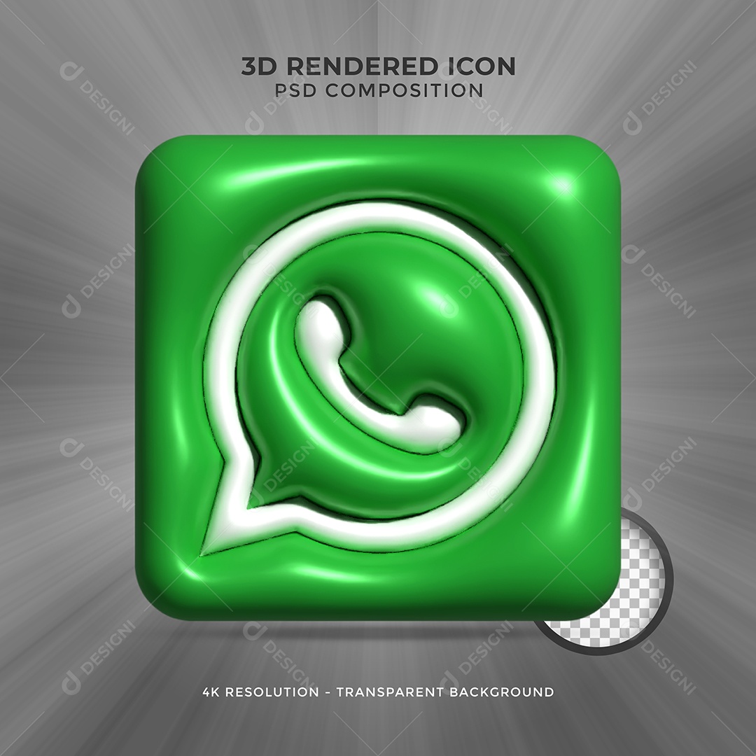 Whatsapp Elemento 3D Verde Para Composição PSD