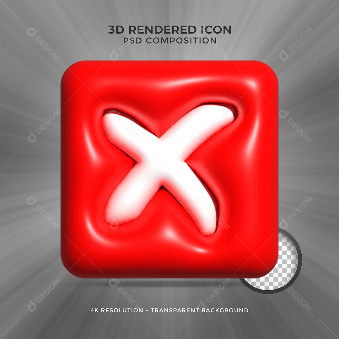 Sinal de reprovado Vermelho Elemento 3D para Composição PSD