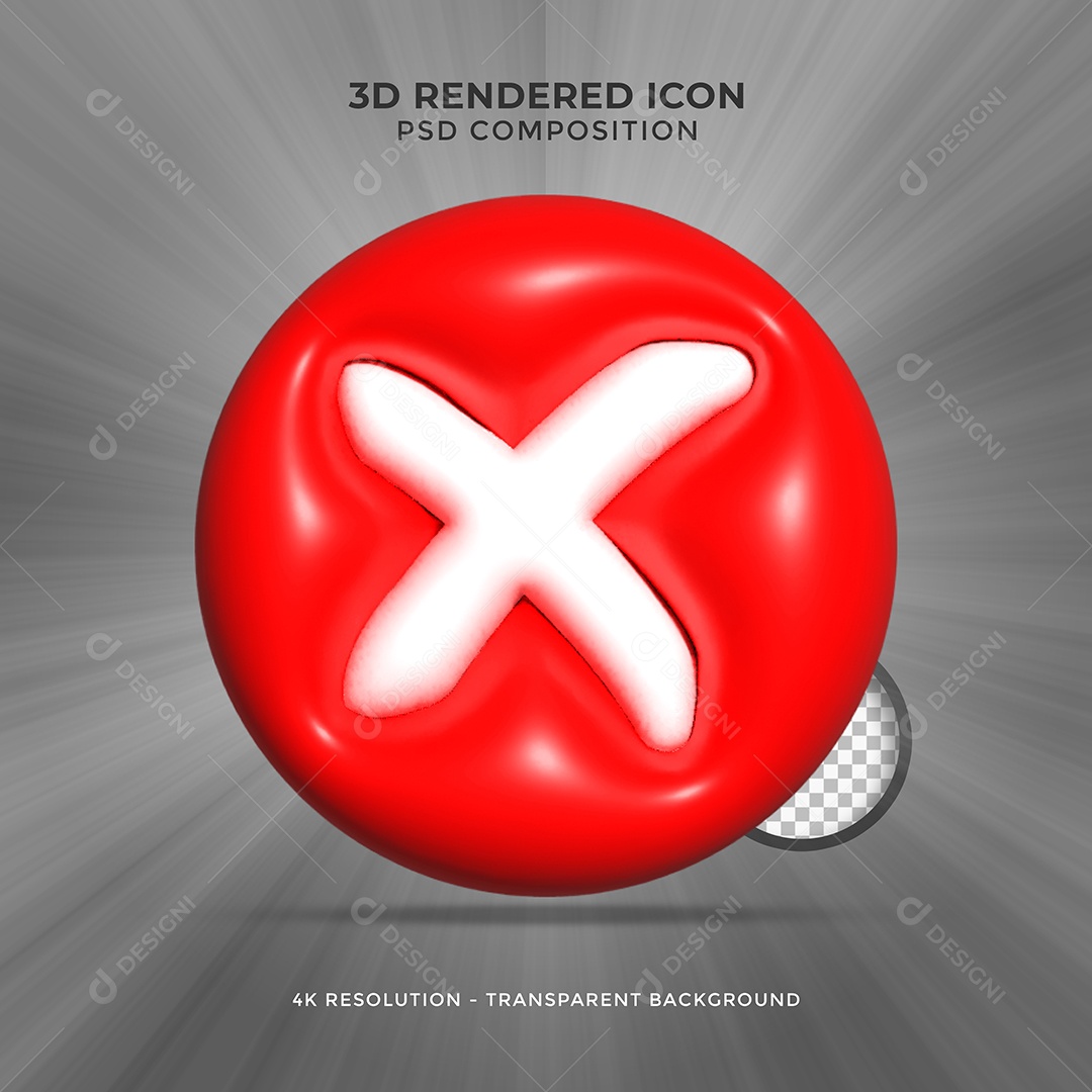 Sinal de reprovado Vermelho Elemento 3D para Composição PSD