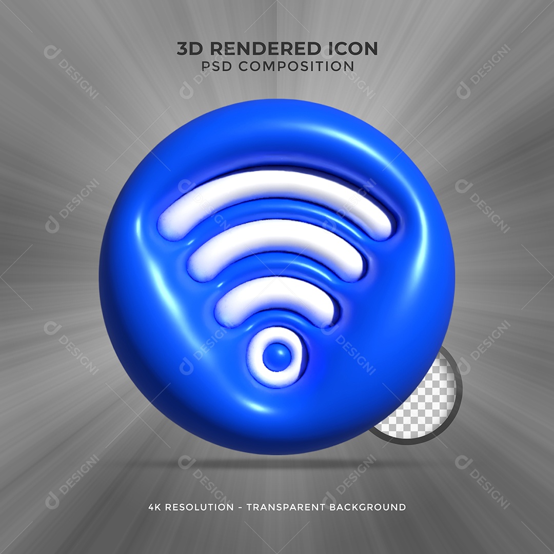 Wifi Elemento 3D Azul para Composição PSD