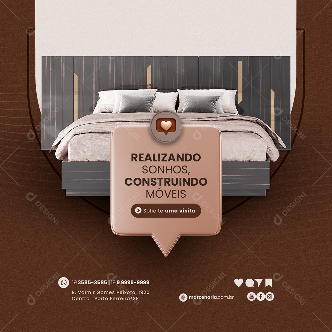 Realizando sonhos construindo Móveis Carpintaria e Marcenaria Social Media PSD Editável