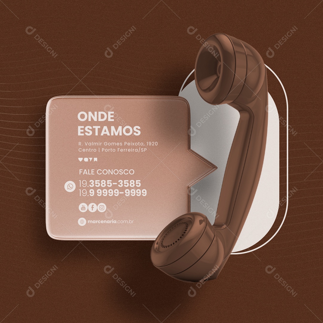 Onde estamos fale conosco Carpintaria e Marcenaria Social Media PSD Editável
