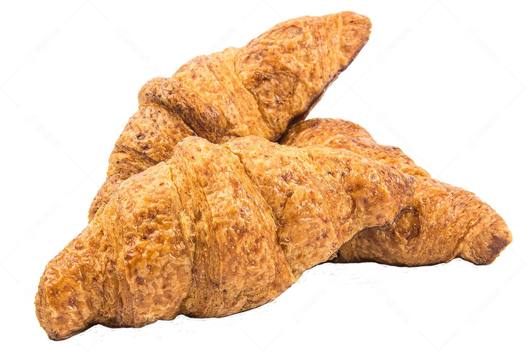 croissants recém-assados ​​em fundo isolado