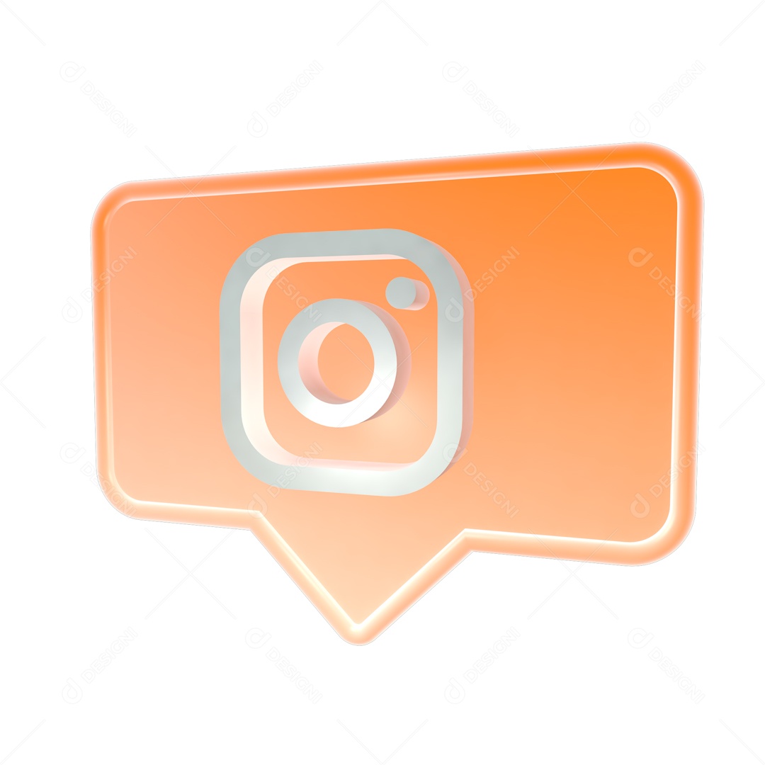Ícone de Like do Instagram Laranjado Elemento 3D para Composição PSD