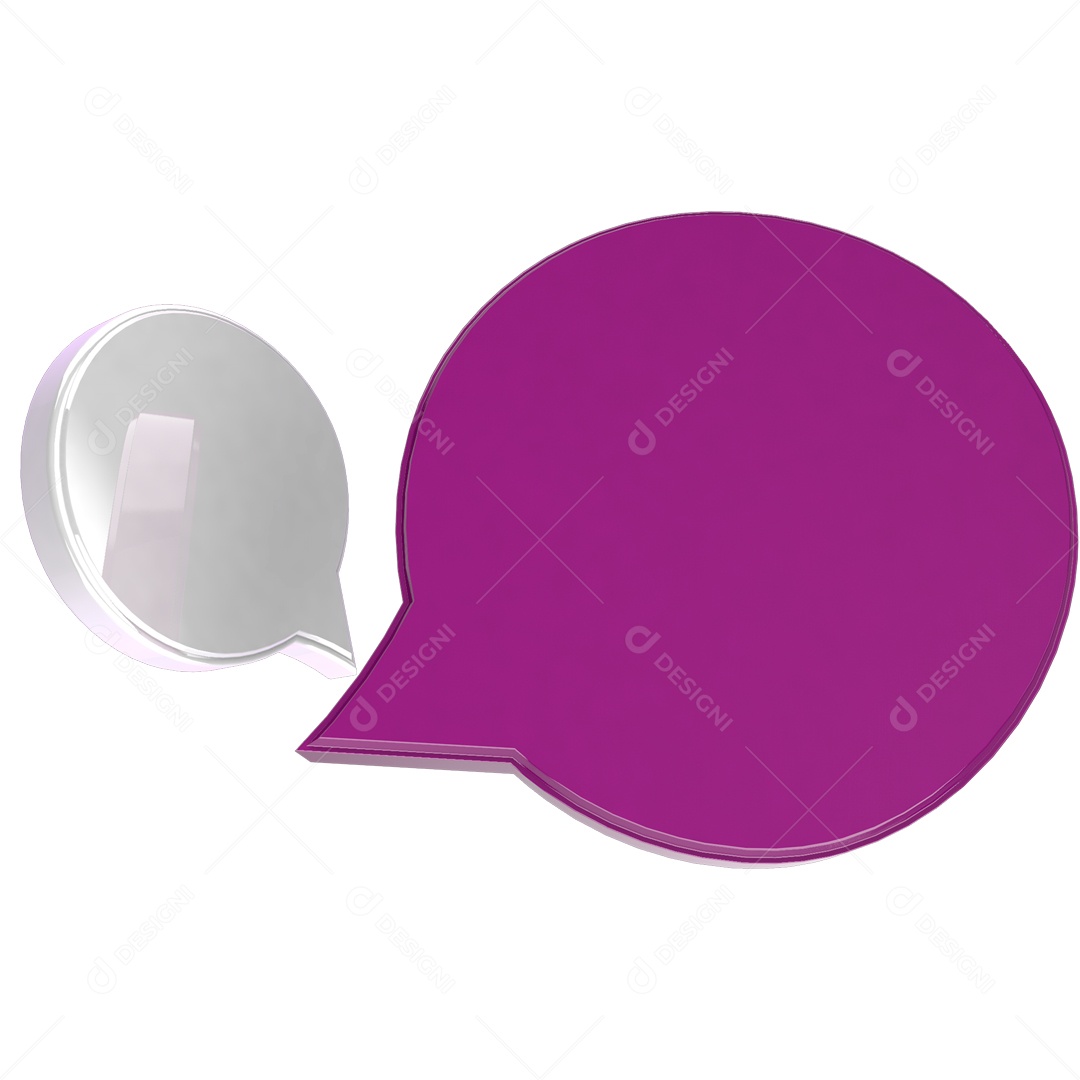 Caixa de Mensagem 3D branco e roxo Elemento Para Composição PSD