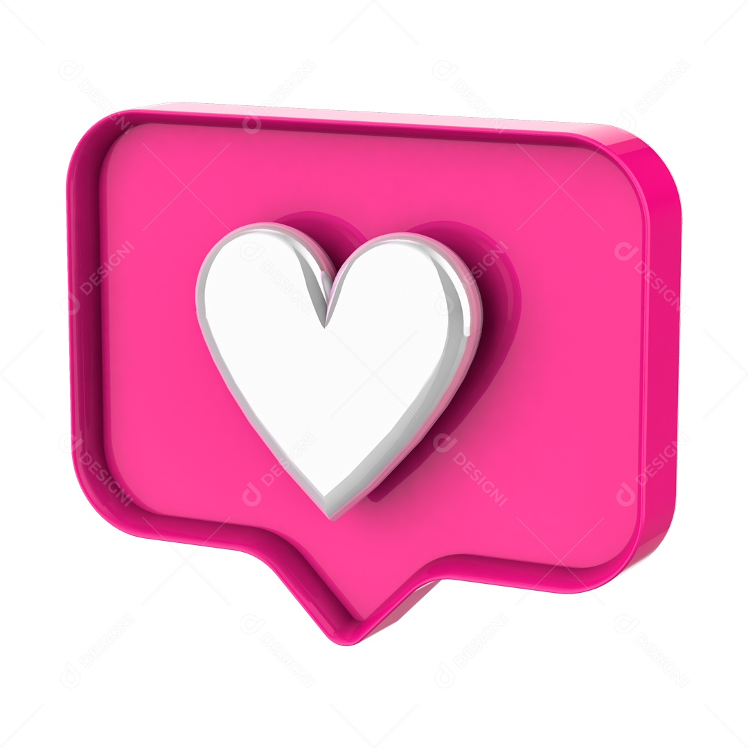 Ícone de Like Amei Rosa Elemento 3D para Composição PSD
