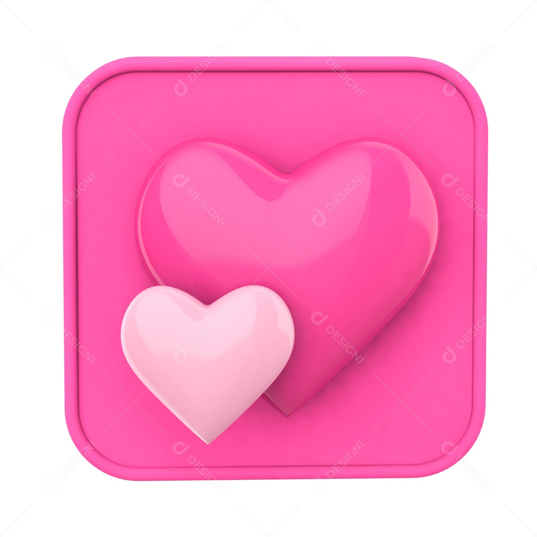 Corações Rosa 3D Elemento para Composição PSD