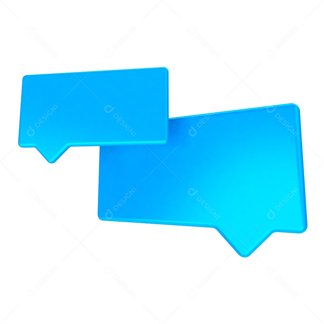 Caixa de Notificações azul Elemento 3D para Composição PSD