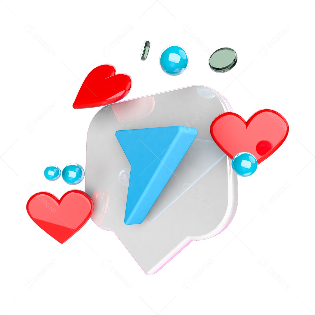 Ícone de Notificação do Telegram Elemento 3D para Composição PSD