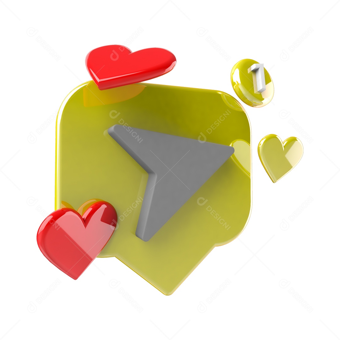 Ícone de Notificação do Telegram Elemento 3D para Composição PSD