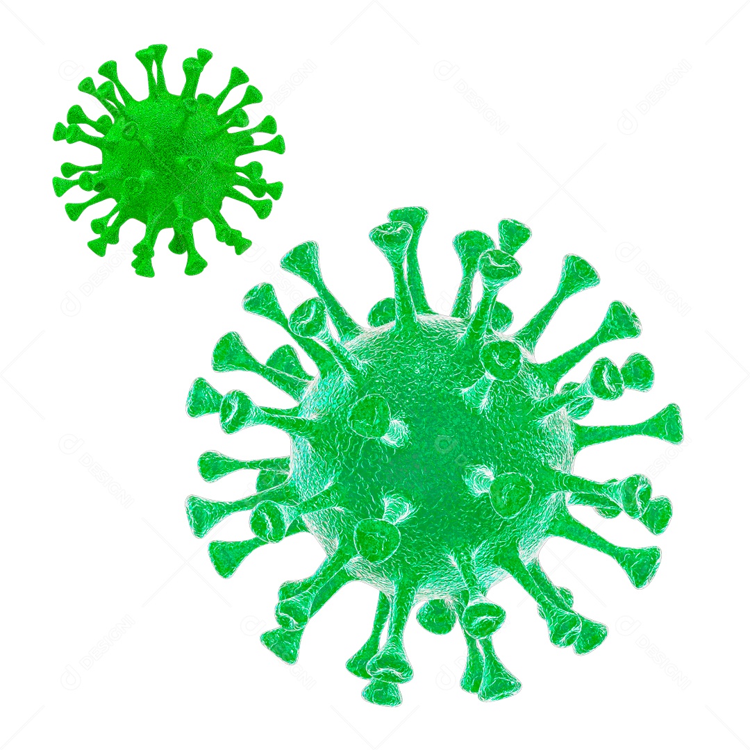 Corona Vírus Elemento 3D Verde para Composição PSD