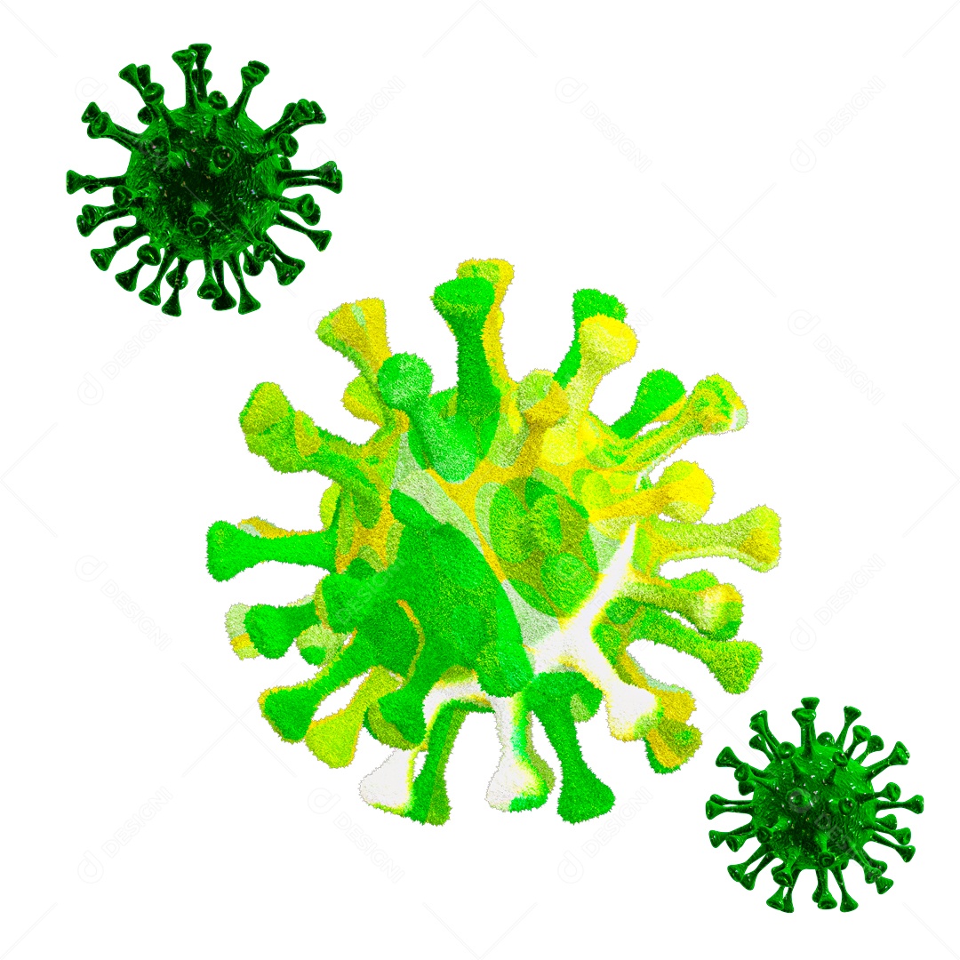 Corona Vírus Elemento 3D Verde para Composição PSD