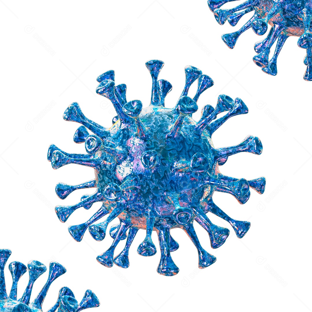 Corona Vírus Elemento 3D Azul para Composição PSD
