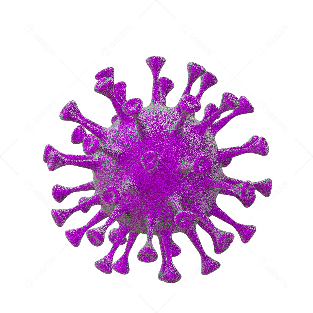 Corona Vírus Elemento 3D Roxo para Composição PSD