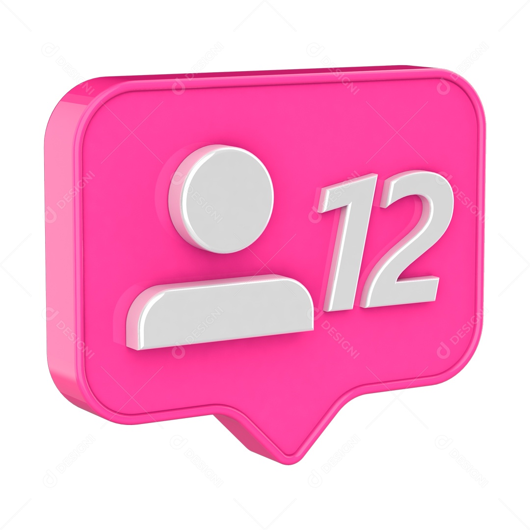 Ícone Rosa e cinza 3D de perfil Seguidores Elemento para Composição PSD