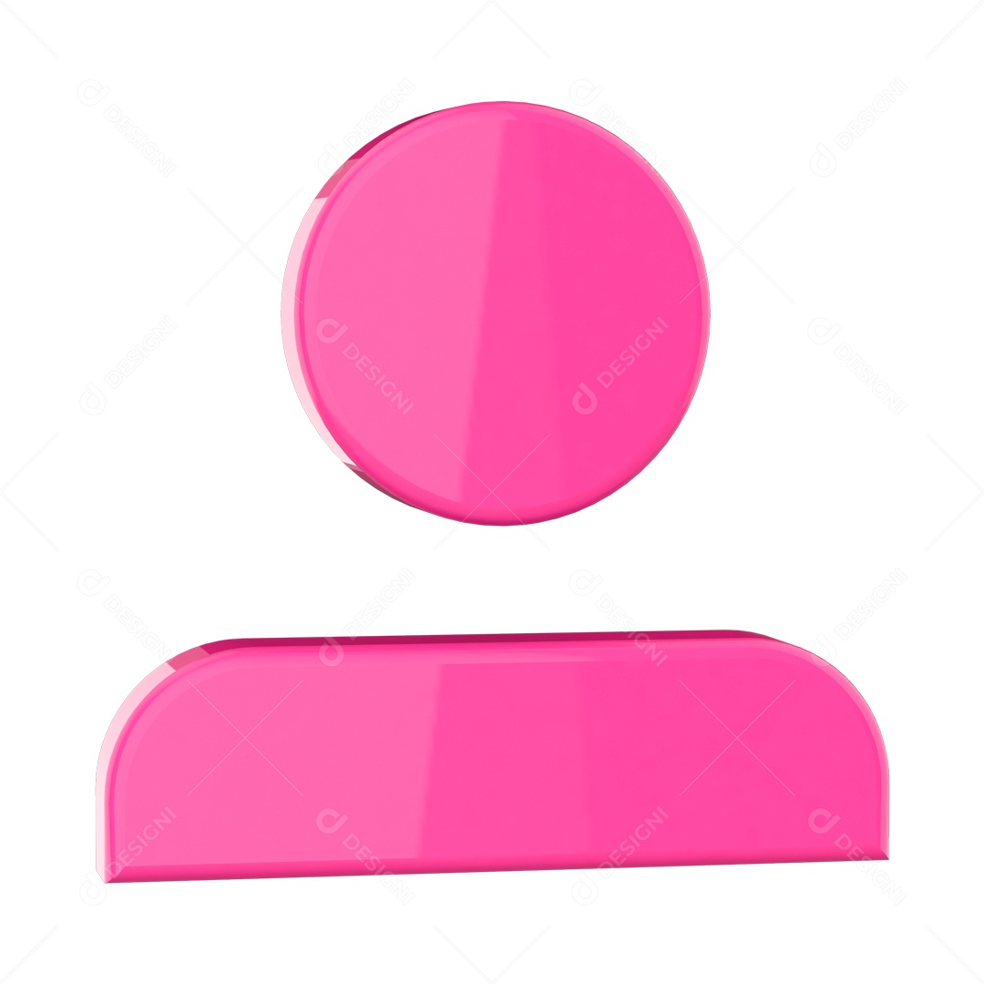 Ícone Rosa e cinza 3D de perfil Seguidores Elemento para Composição PSD
