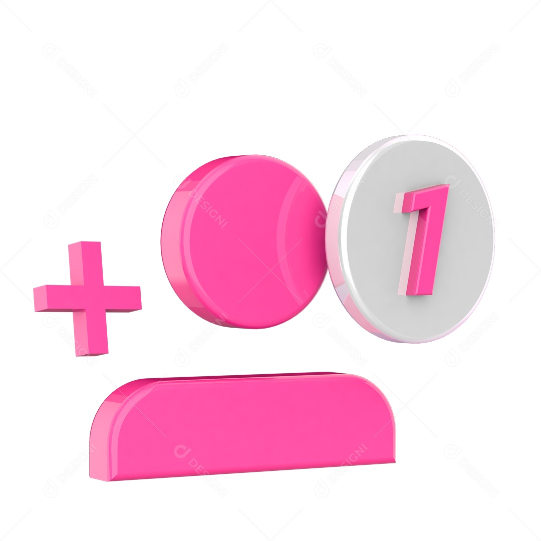 Ícone Rosa e cinza 3D de perfil Seguidores Elemento para Composição PSD