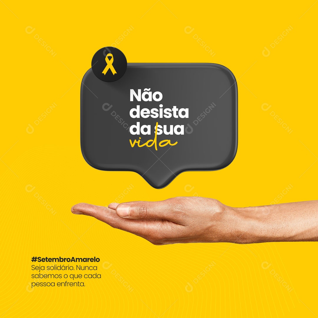 Social Media Não Desista da Sua Vida Setembro Amarelo Mês de Prevenção ao Suicídio PSD Editável