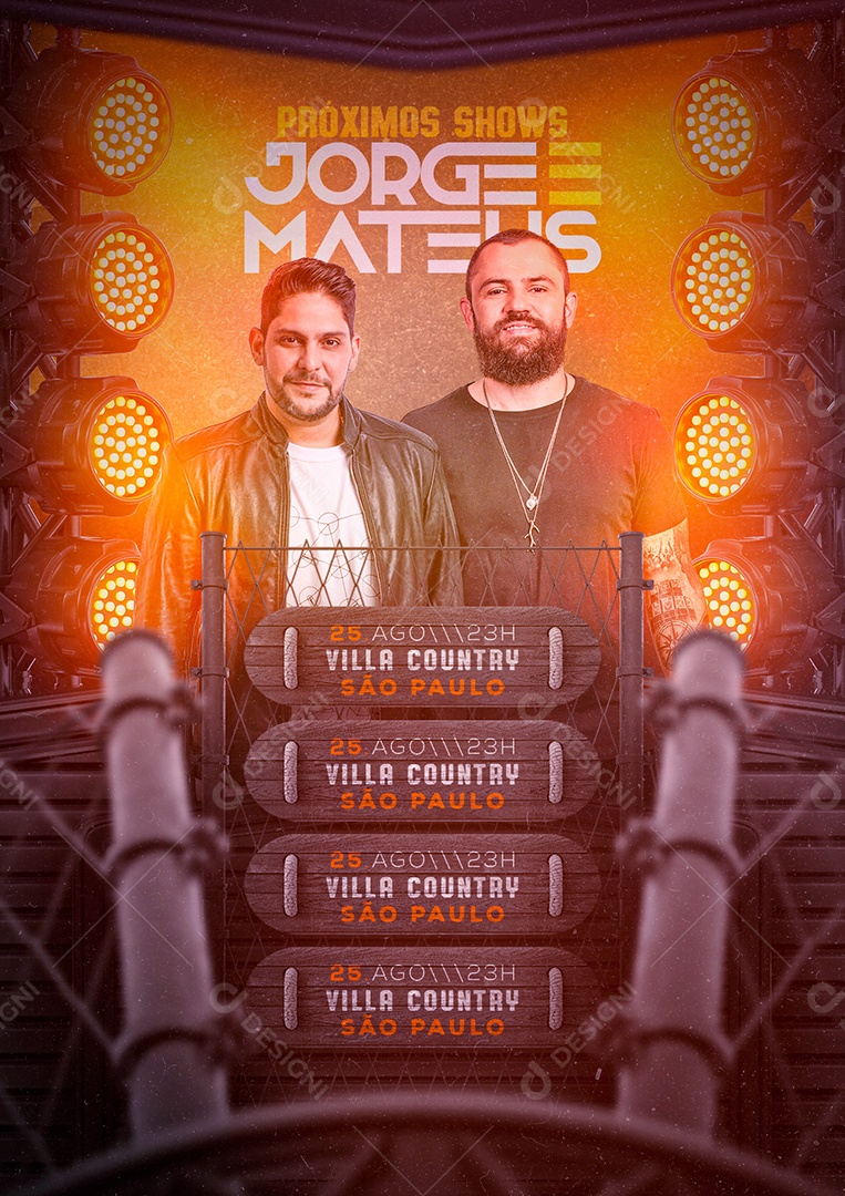 Próximos Shows Jorge e Mateus Flyer Social Media PSD Editável