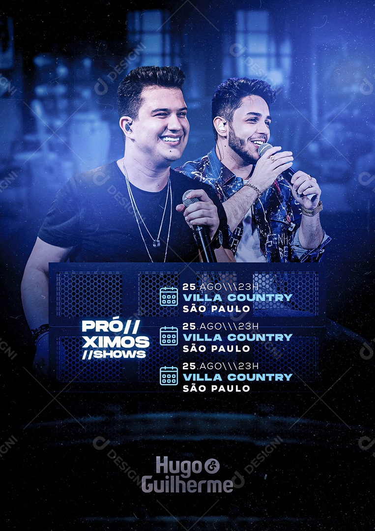 Próximos Shows Hugo e Guilherme Flyer Social Media PSD Editável