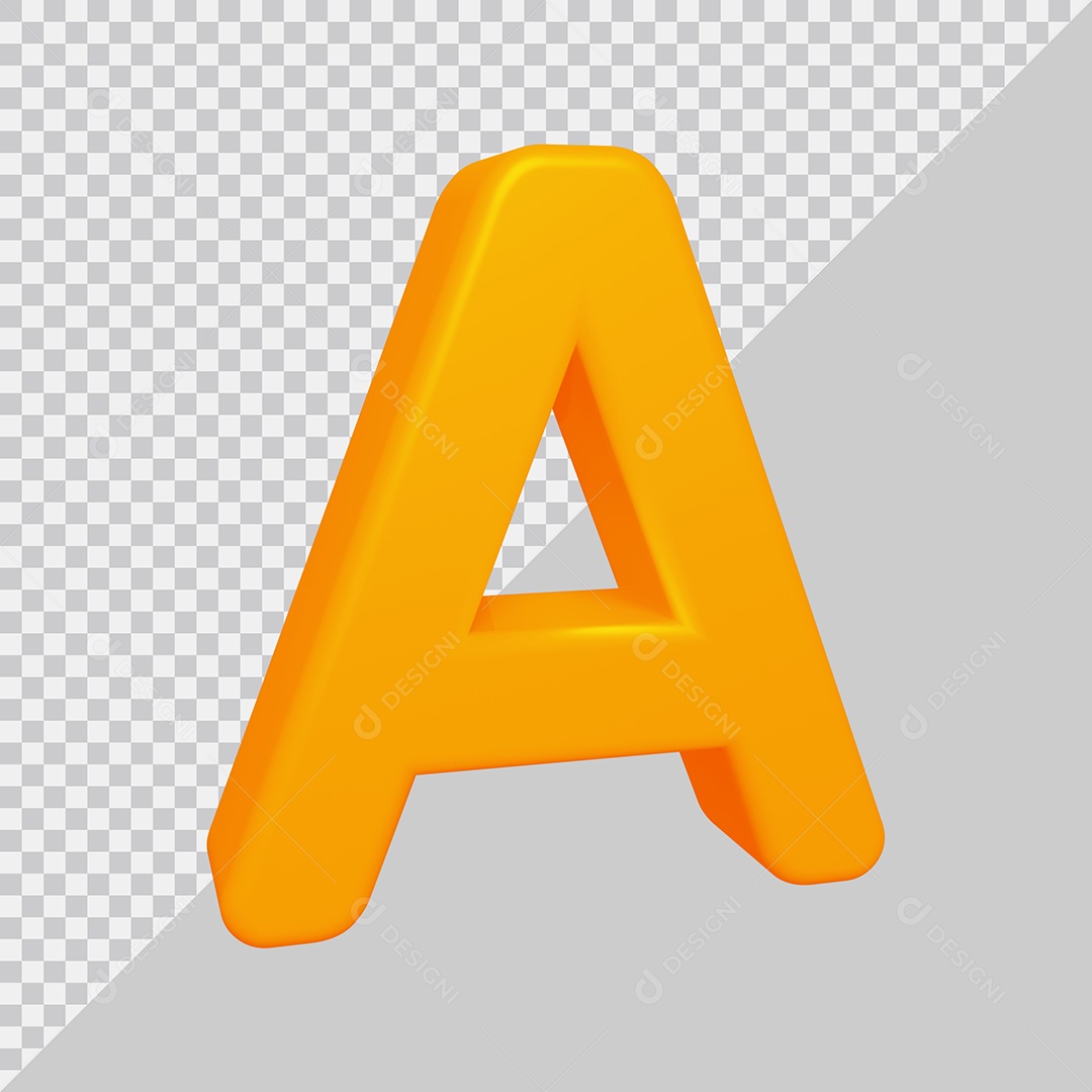 Letra A Maiúscula Laranja Ilustração 3D PSD