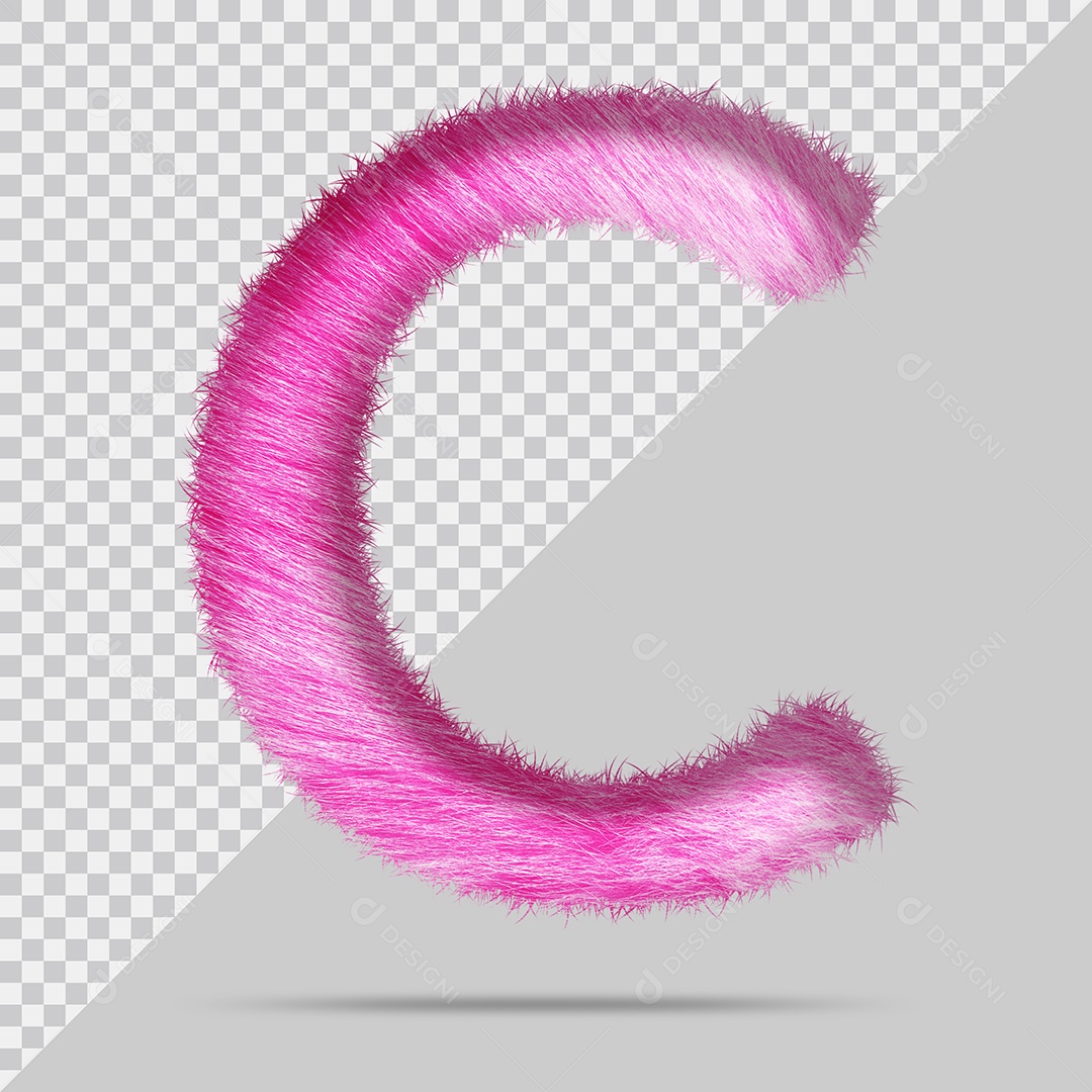 Letra C Maiúscula com pele Rosa Pintada Ilustração 3D PSD