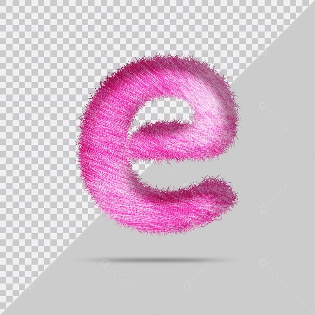 Letra e minúscula com pele Rosa Pintada Ilustração 3D PSD