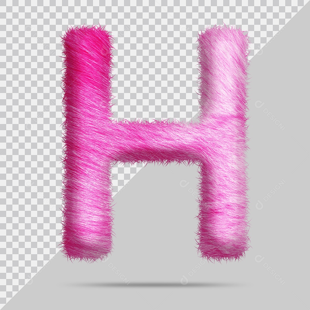 Letra H Maiúscula com pele Rosa Pintada Ilustração 3D PSD