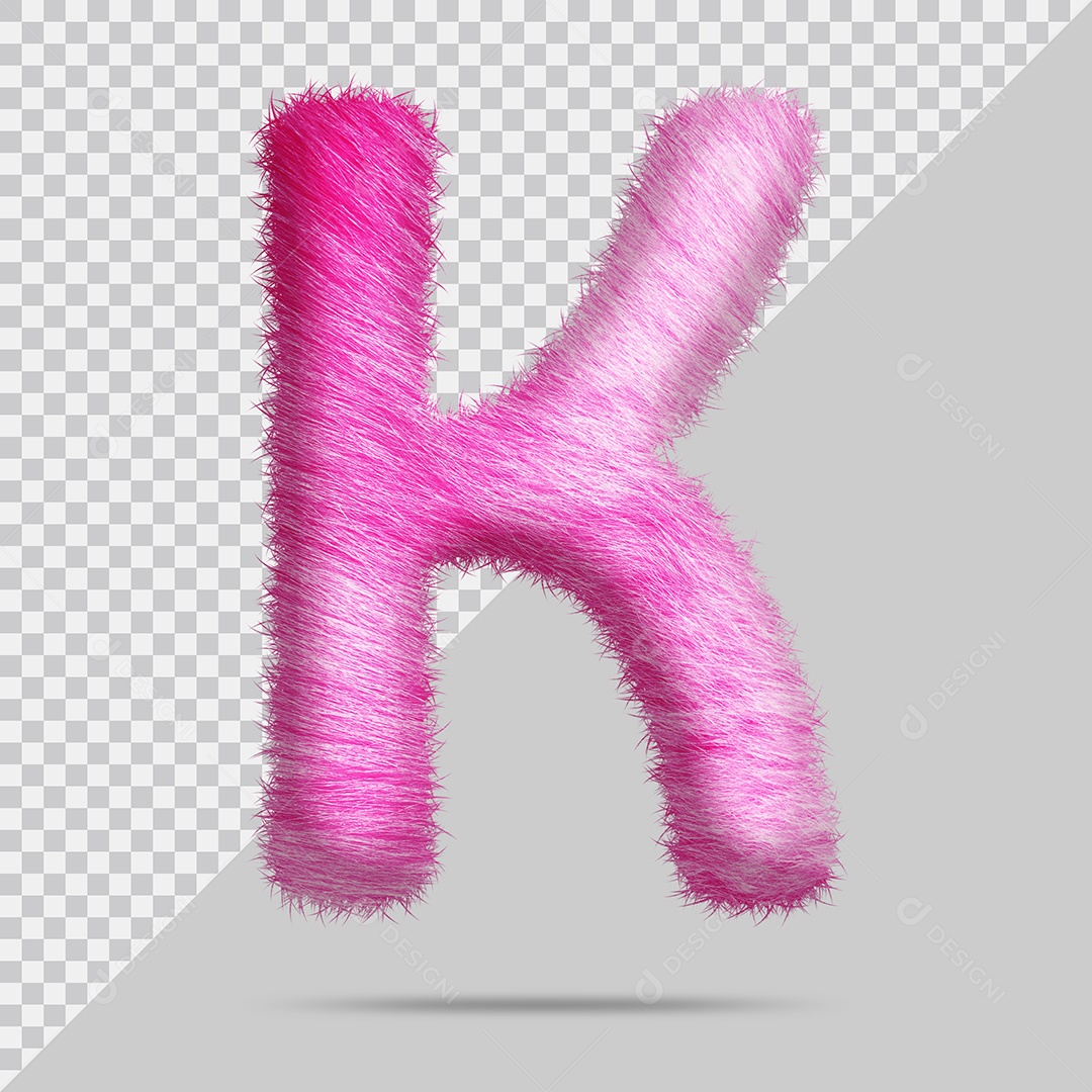 Letra K Maiúscula com pele Rosa Pintada Ilustração 3D PSD