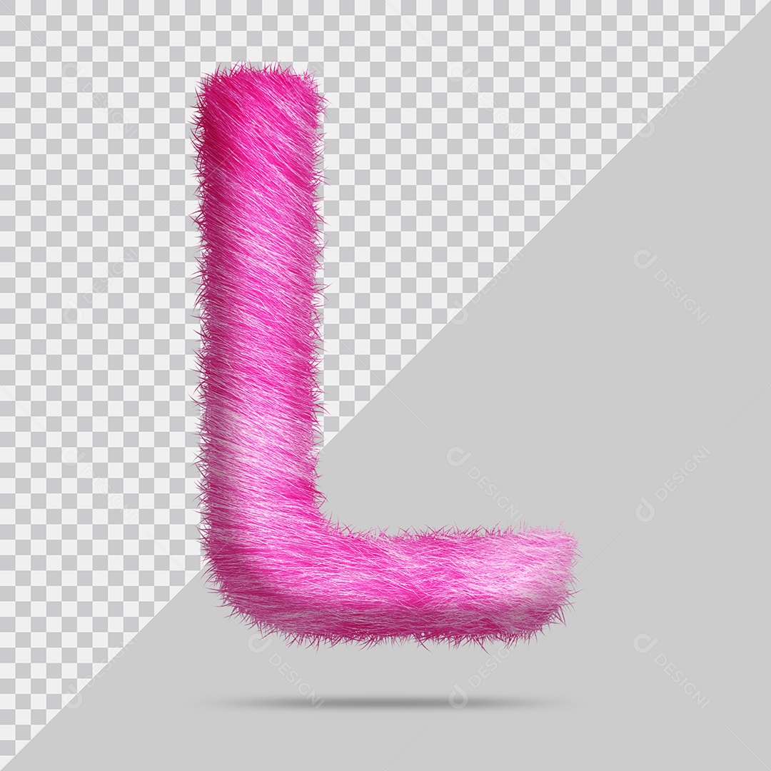 Letra L Maiúscula com pele Rosa Pintada Ilustração 3D PSD