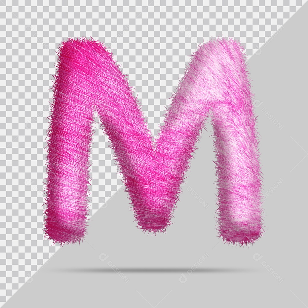 Letra M Maiúscula com pele Rosa Pintada Ilustração 3D PSD
