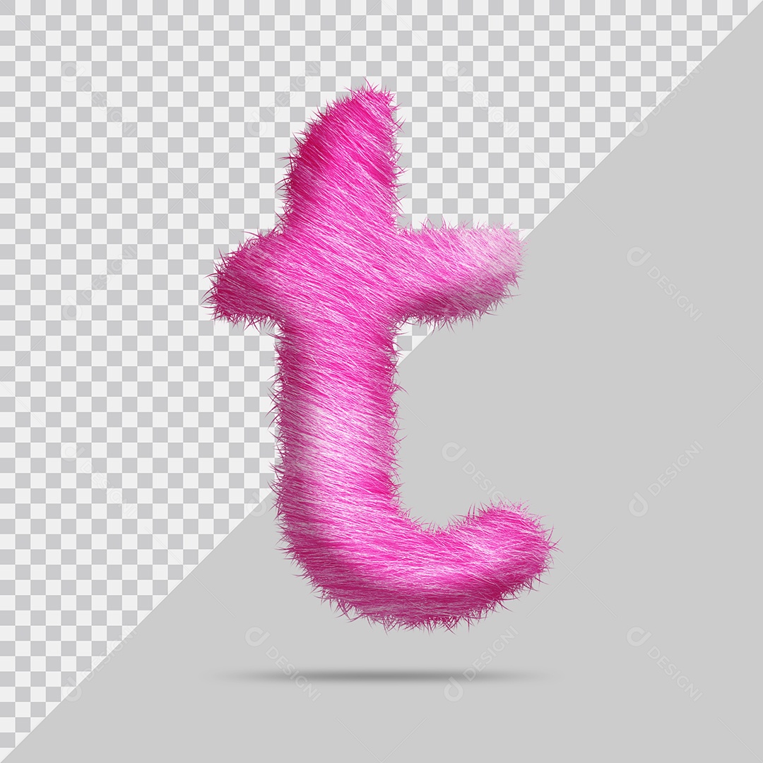 Letra t minúscula com pele Rosa Pintada Ilustração 3D PSD
