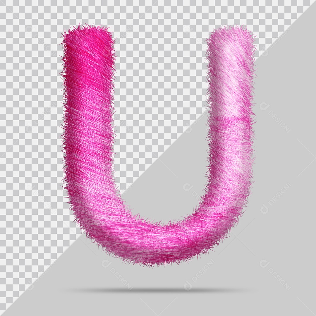 Letra U Maiúscula com pele Rosa Pintada Ilustração 3D PSD