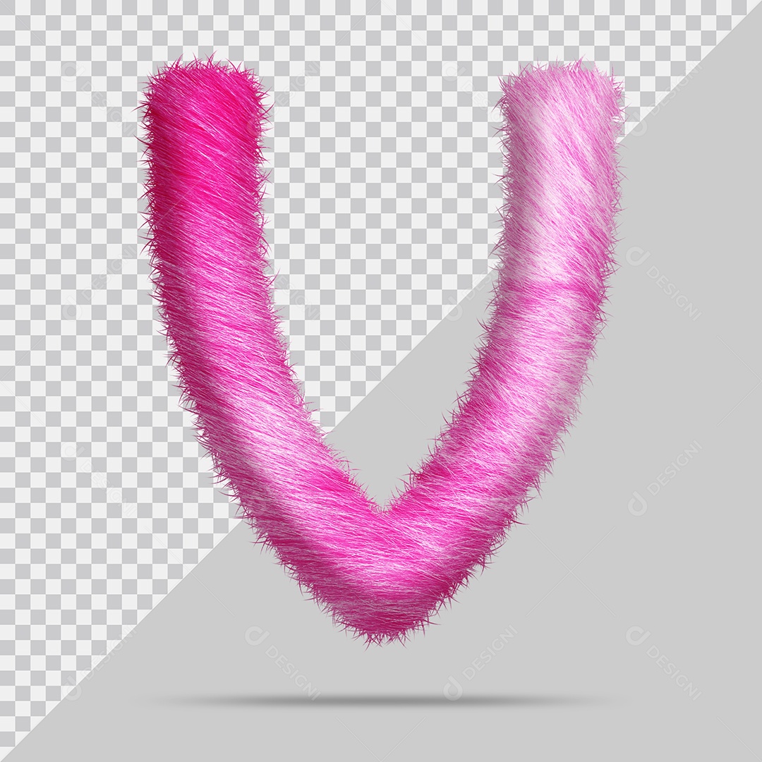 Letra V Maiúscula com pele Rosa Pintada Ilustração 3D PSD