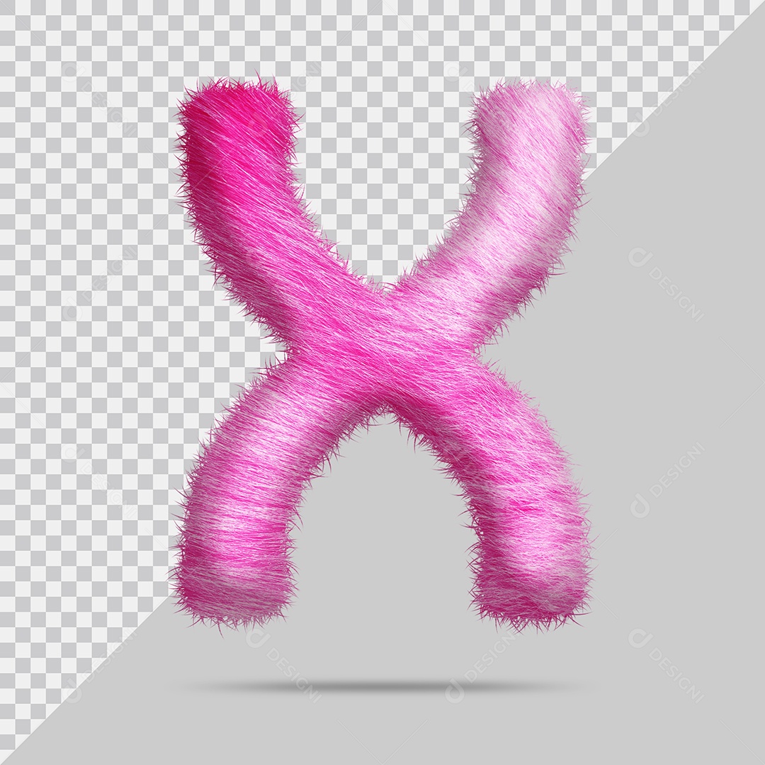 Letra X Maiúscula com pele Rosa Pintada Ilustração 3D PSD