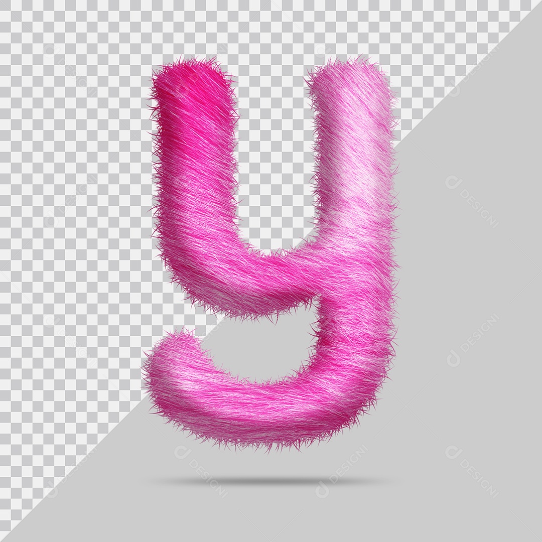 Lowercase letter y with painted pink skin 3D illustration psd