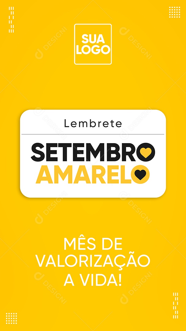 Lembrete de Story Prevenção de Suicídio de Setembro Amarelo PSD Editável