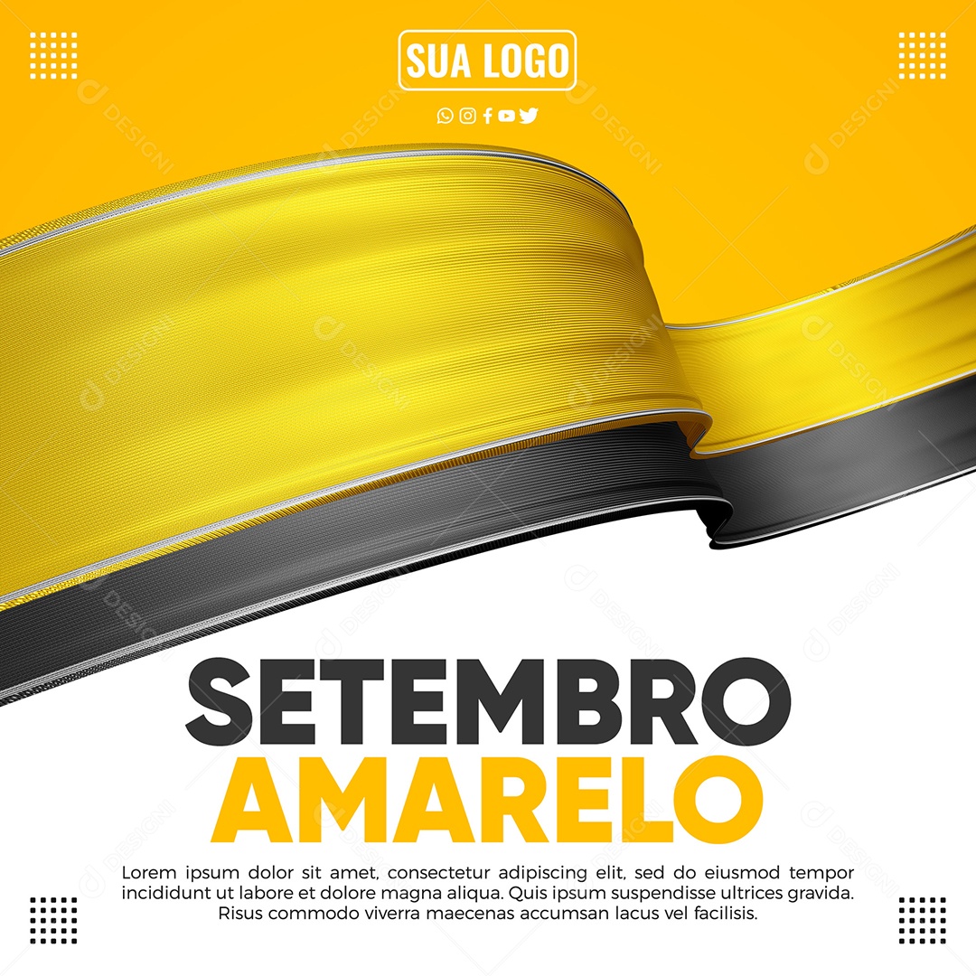 Social Medi Feed o Setembro Amarelo Para Campanhas Publicitárias PSD Editável