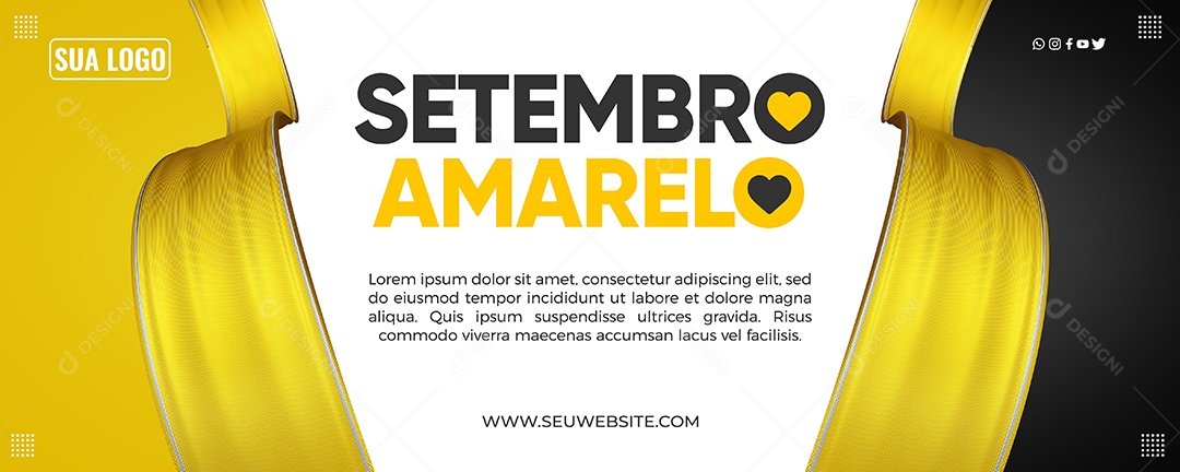 Social Media Banner Campanha Amarela de Setembro PSD Editável