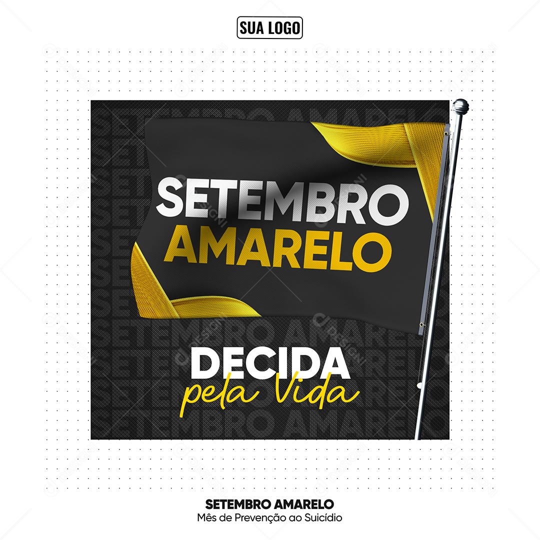 Social Media Feed Para Campanha Setembro Amarelo Decide Para a Vida PSD Editável