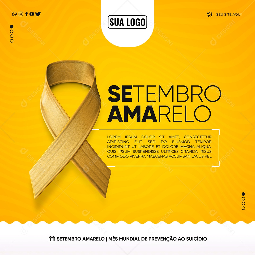 Social Media Feed Para Campanha Setembro Amarelo PSD Editável
