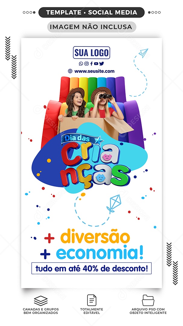 Social Media Story Dia Das Crianças Mais Divertidos PSD Editável