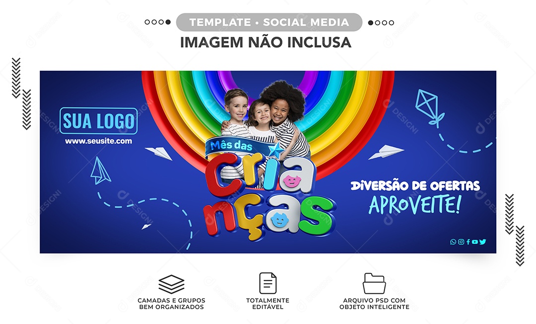 Social Media Children's Month Banner Fun Offers Editable PSD