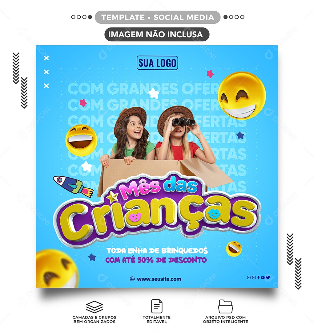 Social Media Feed Children's Month With Great Deals Editable PSD