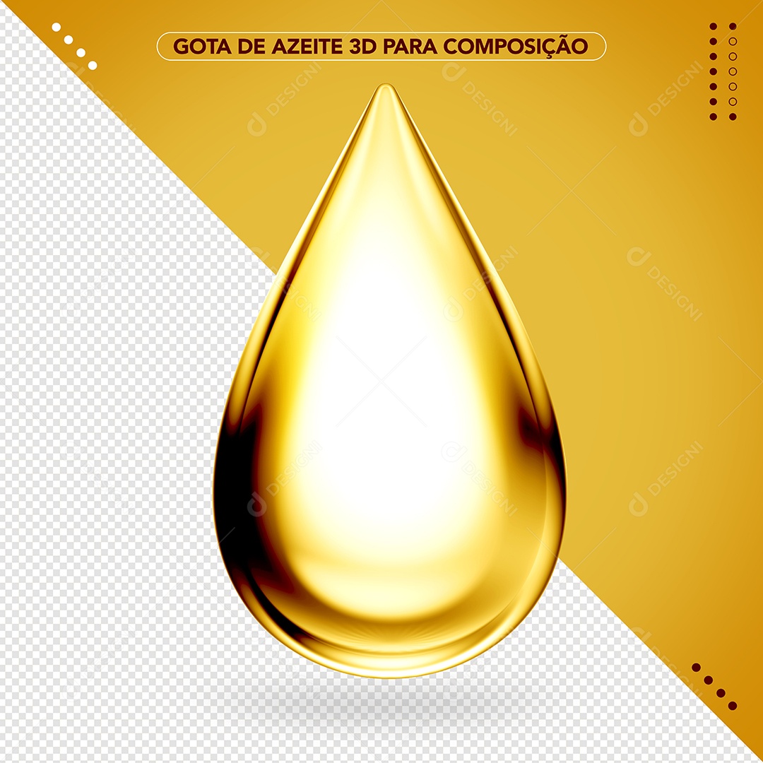 Gota de Azeite Amarelo Elemento 3D Para Composição PSD