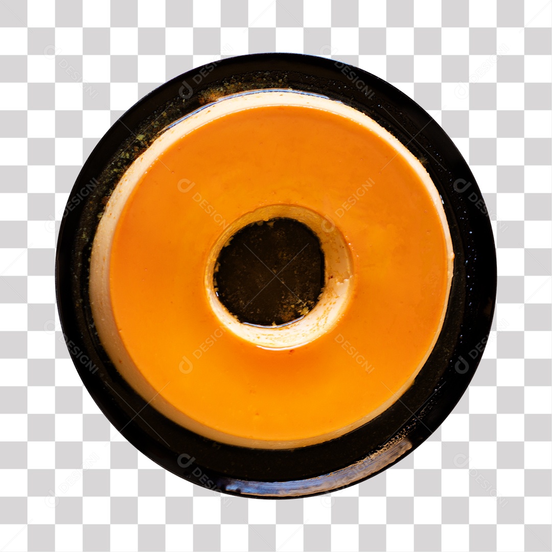 Prato Com Sobremesa Pudim Em Prato Dourado PNG Transparente