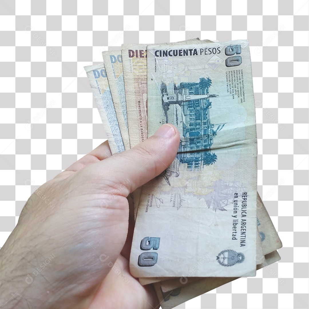 Mão Segurando Notas De Dinheiro Pesos PNG Transparente