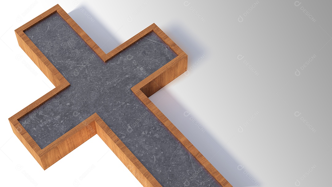 Imagem de renderização 3D da cruz de Jesus feita de aço e aço de malha de arame.